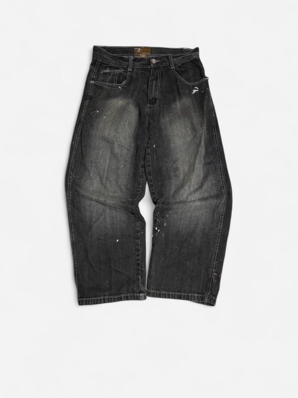 Relaxed-Fit Black Men's Jeans with Washed Detail